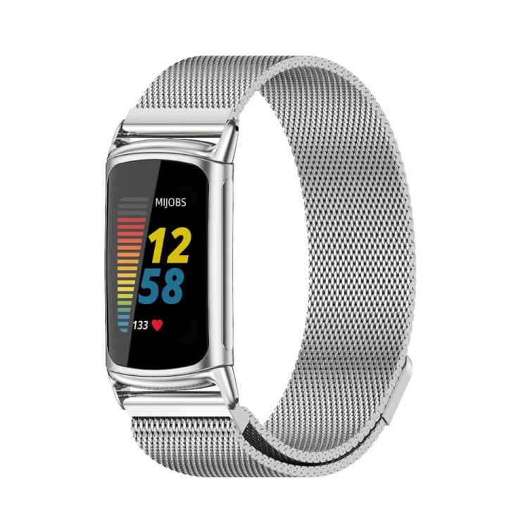 For Fitbit Charge 5 / Charge 6 Mijobs Magnetic Metal Watch Band(Silver) - free shipping - PMC TechLife - Order now!