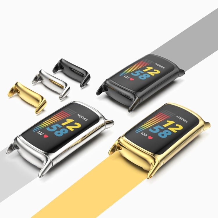 For Fitbit Charge 5 / Charge 6 Mijobs Soft Silicone  Watch Band(White+Silver) - Watch Bands by MIJOBS | Online Shopping South Africa | PMC TechLife | Buy Now Pay Later Mobicred