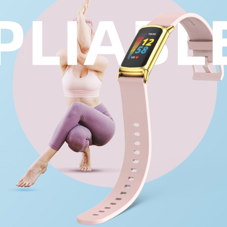 For Fitbit Charge 5 / Charge 6 Mijobs Soft Silicone  Watch Band(White+Silver) - Watch Bands by MIJOBS | Online Shopping South Africa | PMC TechLife | Buy Now Pay Later Mobicred