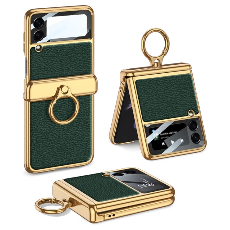 For Samsung Galaxy Z Flip3 5G GKK Integrated Plating + Leather Flip Phone Case(Forest Green) - free shipping - PMC TechLife - Order now!