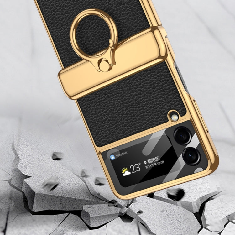 For Samsung Galaxy Z Flip3 5G GKK Integrated Plating + Leather Flip Phone Case(Sweet Pink) - Galaxy Phone Cases by GKK | Online Shopping South Africa | PMC TechLife | Buy Now Pay Later Mobicred