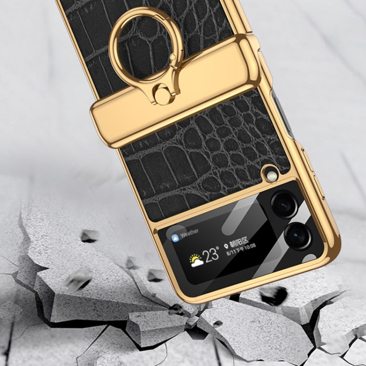 For Samsung Galaxy Z Flip3 5G GKK Integrated Plating + Leather Flip Phone Case(Crocodile Purple) - Galaxy Phone Cases by GKK | Online Shopping South Africa | PMC TechLife | Buy Now Pay Later Mobicred