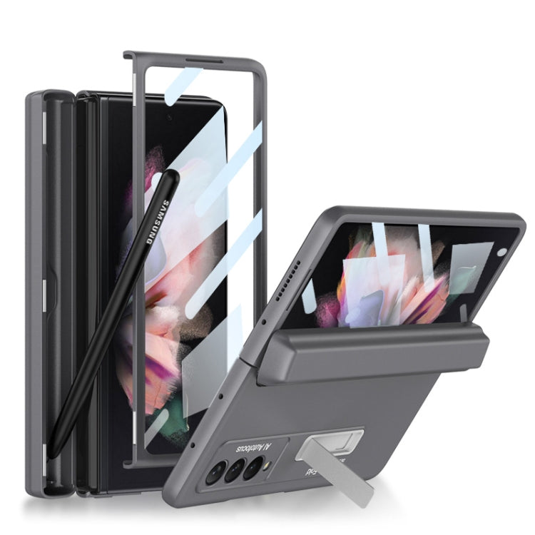 For Samsung Galaxy Z Fold3 5G GKK Integrated Magnetic Full Coverage Phone Flip Case with Pen Box(Grey) - free shipping - PMC TechLife - Order now!