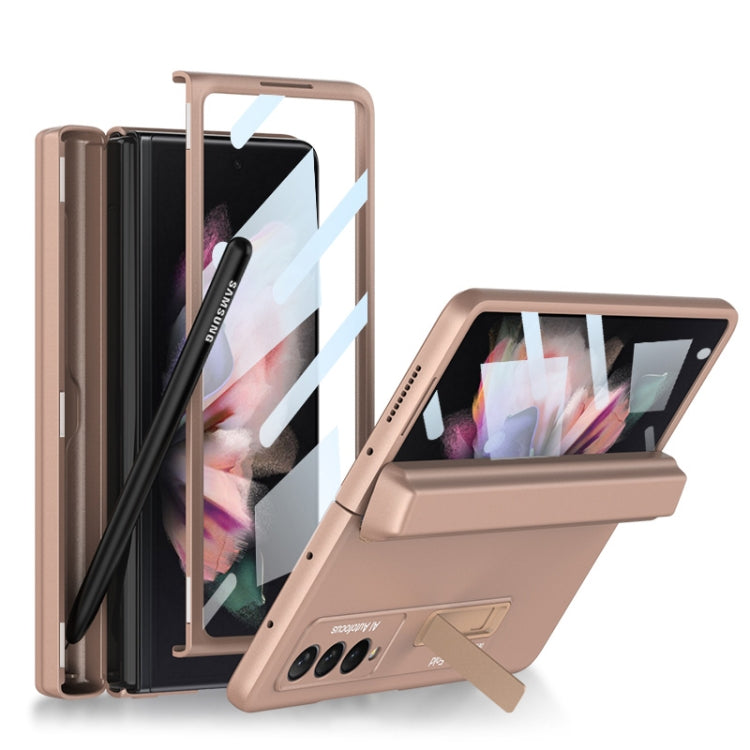For Samsung Galaxy Z Fold3 5G GKK Integrated Magnetic Full Coverage Phone Flip Case with Pen Box(Mist Gold) - free shipping - PMC TechLife - Order now!