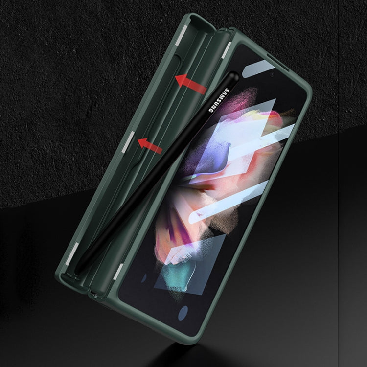 For Samsung Galaxy Z Fold3 5G GKK Integrated Magnetic Full Coverage Phone Flip Case with Pen Box(Dark Night Green) - free shipping - PMC TechLife - Order now!