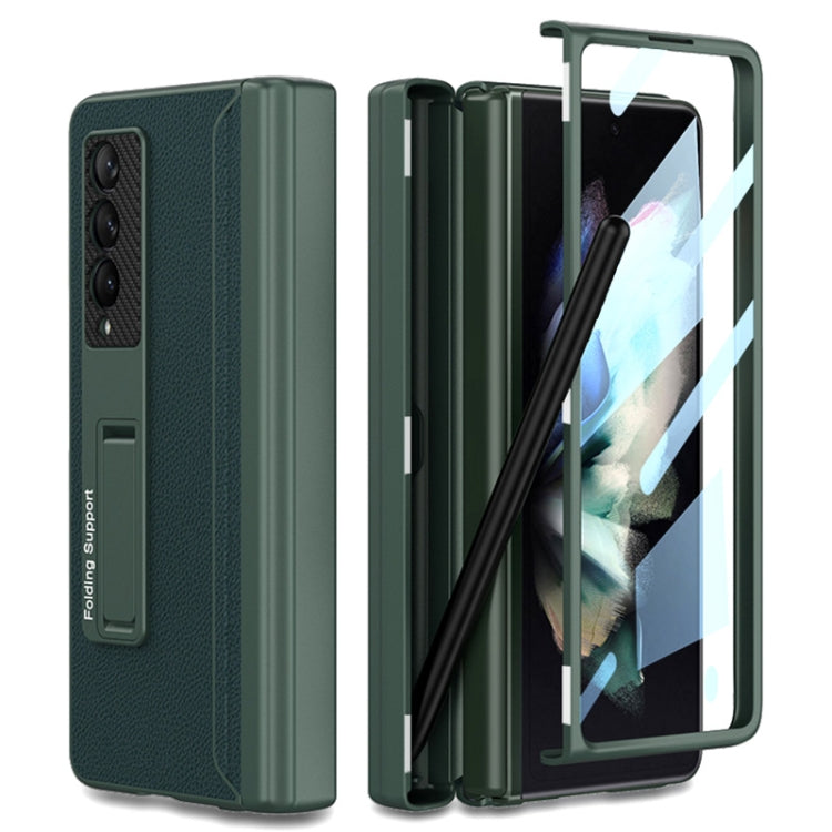 For Samsung Galaxy Z Fold3 5G GKK Magnetic Hinge Plain Leather Phone Flip Case with Pen Box(Dark Night Green) - free shipping - PMC TechLife - Order now!