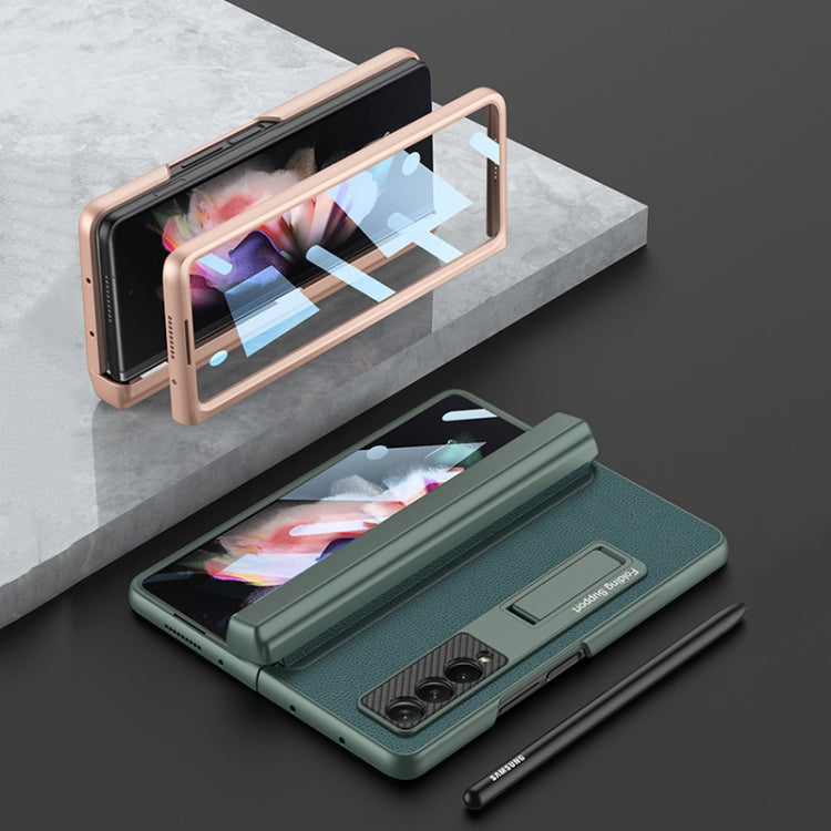For Samsung Galaxy Z Fold3 5G GKK Magnetic Hinge Plain Leather Phone Flip Case with Pen Box(Silver) - free shipping - PMC TechLife - Order now!