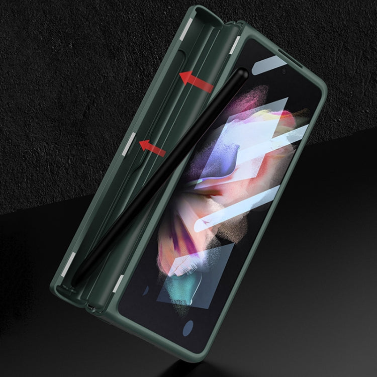 For Samsung Galaxy Z Fold3 5G GKK Magnetic Hinge Plain Leather Phone Flip Case with Pen Box(Cross Texture) - free shipping - PMC TechLife - Order now!