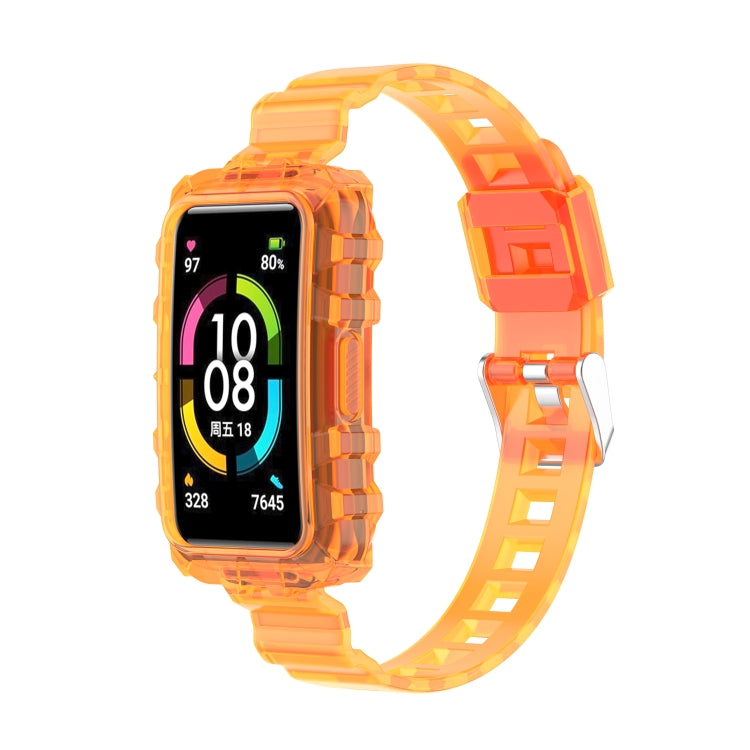 For Huawei Band 7 Integrated Transparent Silicone Watch Band(Orange) - Watch Bands by PMC TechLife | Online Shopping South Africa | PMC TechLife | Buy Now Pay Later Mobicred