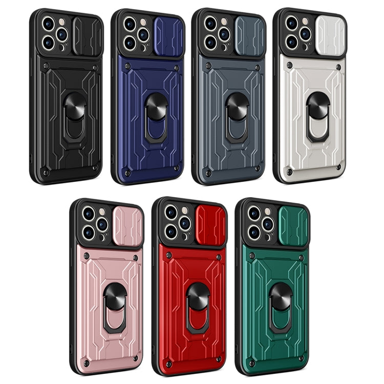 For iPhone 14 Pro Max Sliding Camshield TPU+PC Phone Case with Card Slot (Blue) - free shipping - PMC TechLife - Order now!