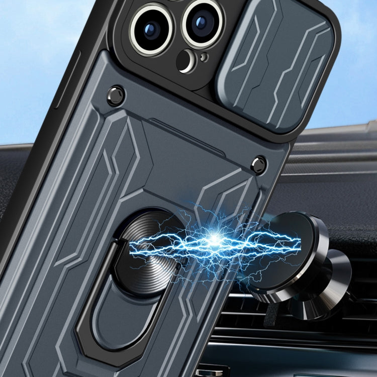 For iPhone 14 Pro Max Sliding Camshield TPU+PC Phone Case with Card Slot (Blue) - free shipping - PMC TechLife - Order now!
