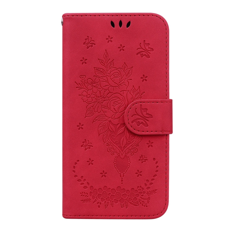 For Tecno Pova 2 Butterfly Rose Embossed Leather Phone Case(Red) - Tecno Cases by PMC TechLife | Online Shopping South Africa | PMC TechLife | Buy Now Pay Later Mobicred
