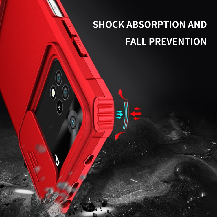 For Xiaomi Poco M4 Pro 4G Stereoscopic Holder Sliding Camshield Phone Case(Red) - free shipping - PMC TechLife - Order now!