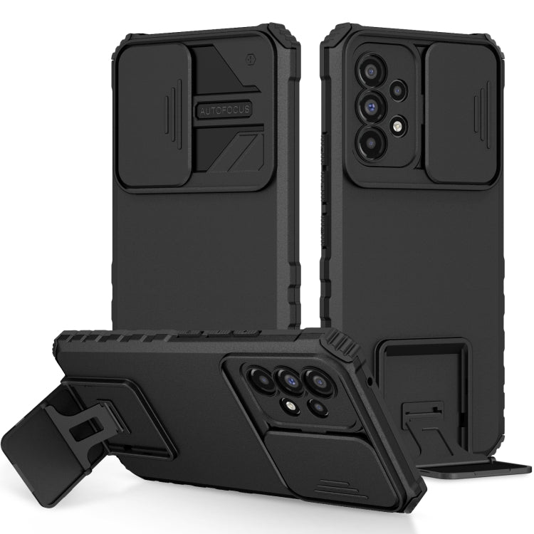 For Samsung Galaxy A53 5G Stereoscopic Holder Sliding Camshield Phone Case(Black) - free shipping - PMC TechLife - Order now!