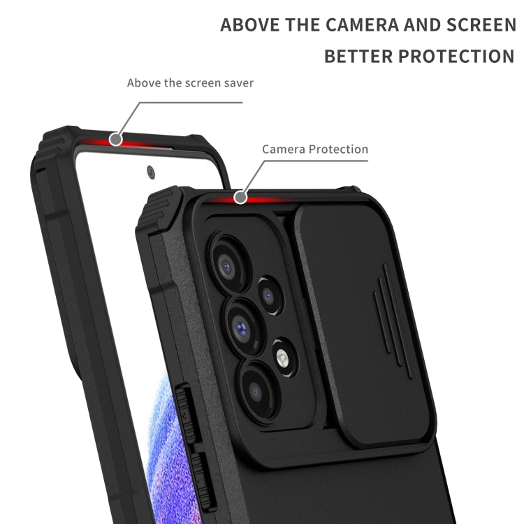 For Samsung Galaxy A53 5G Stereoscopic Holder Sliding Camshield Phone Case(Black) - free shipping - PMC TechLife - Order now!