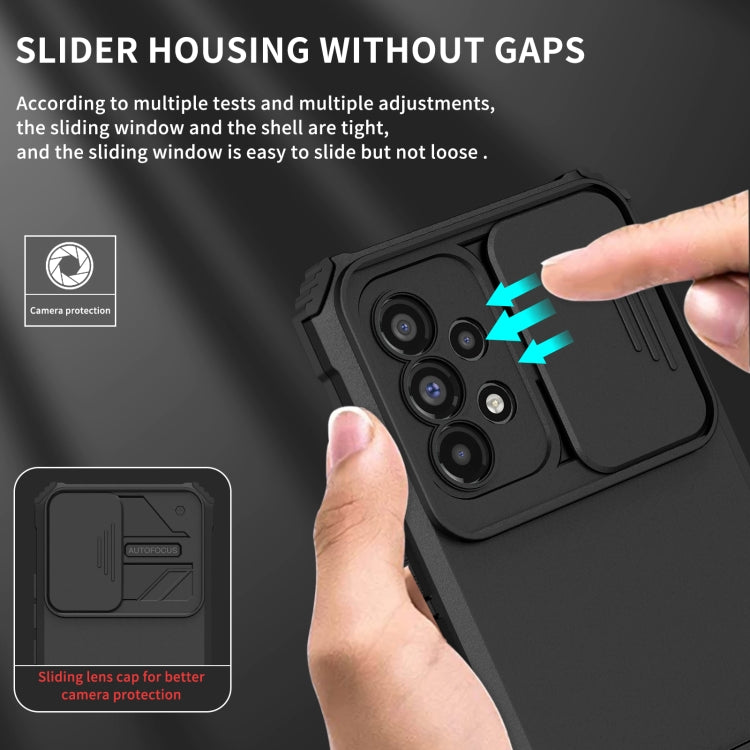 For Samsung Galaxy A53 5G Stereoscopic Holder Sliding Camshield Phone Case(Black) - free shipping - PMC TechLife - Order now!