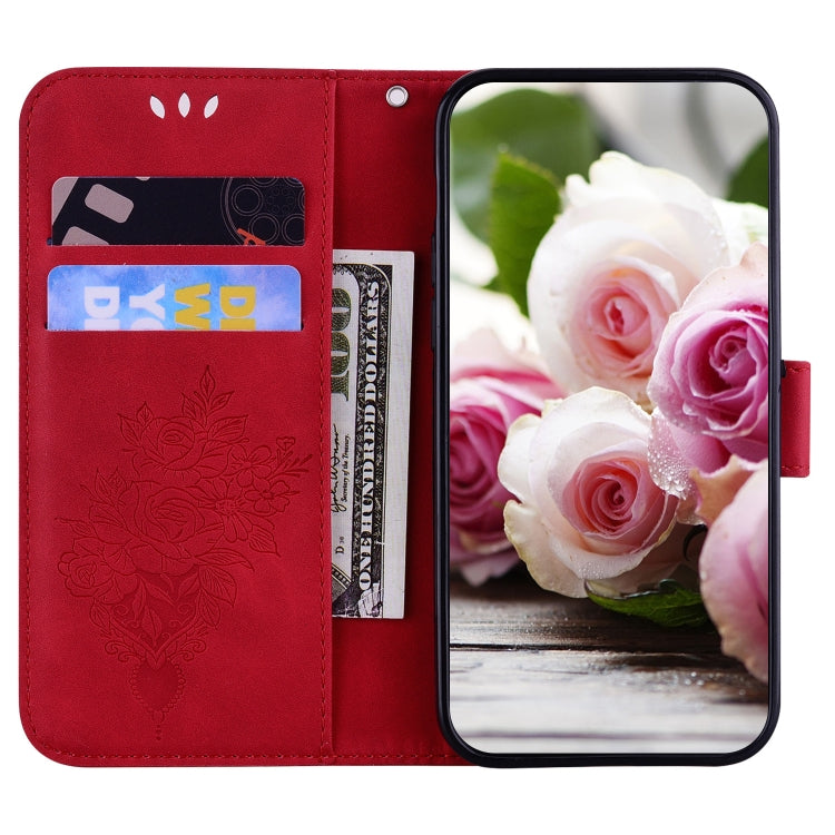 For OPPO A15 / A15s Butterfly Rose Embossed Leather Phone Case(Red) - OPPO Cases by PMC TechLife | Online Shopping South Africa | PMC TechLife | Buy Now Pay Later Mobicred
