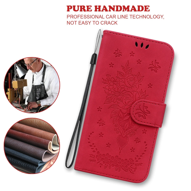 For OPPO A15 / A15s Butterfly Rose Embossed Leather Phone Case(Red) - OPPO Cases by PMC TechLife | Online Shopping South Africa | PMC TechLife | Buy Now Pay Later Mobicred