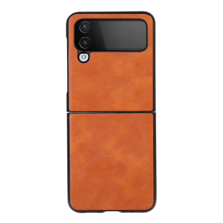 For Samsung Galaxy Z Flip4 Cowhide Texture PU Phone Case(Brown) - Galaxy Z Flip4 5G Cases by PMC TechLife | Online Shopping South Africa | PMC TechLife | Buy Now Pay Later Mobicred