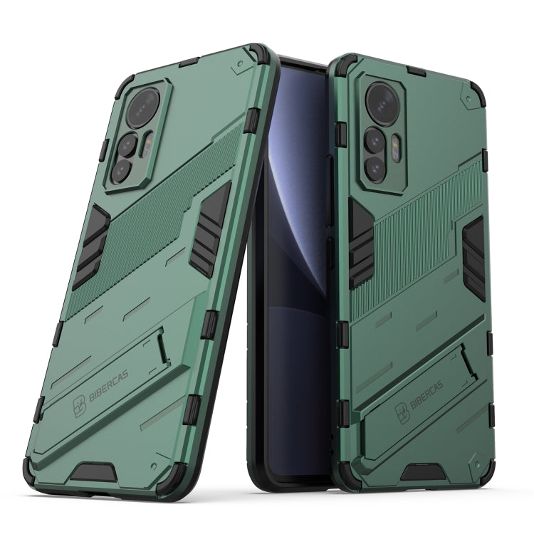 For Xiaomi 12 Lite Punk Armor PC + TPU Phone Case with Holder(Green) - Xiaomi Cases by PMC TechLife | Online Shopping South Africa | PMC TechLife | Buy Now Pay Later Mobicred