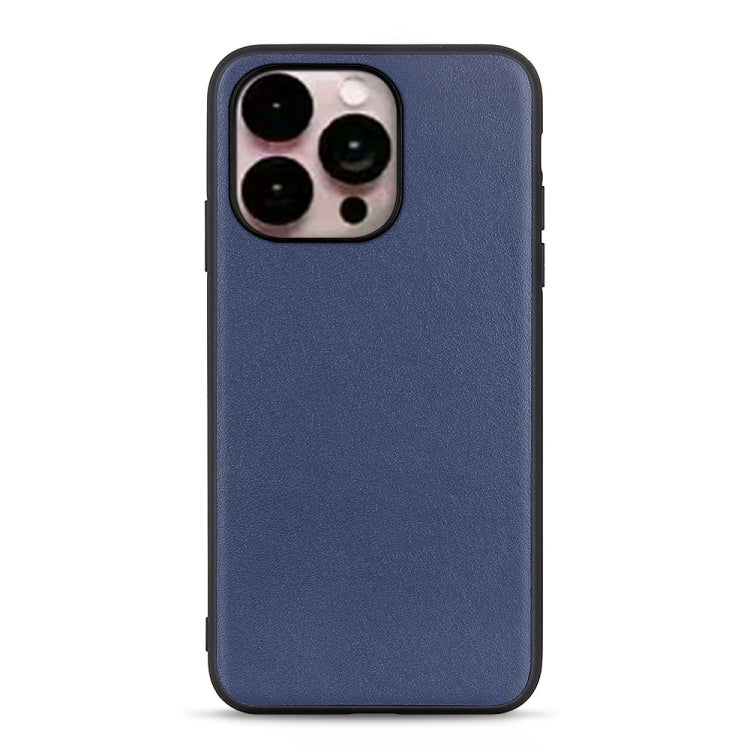 For iPhone 14 Pro Lambskin Texture Genuine Leather Phone Case (Blue) - free shipping - PMC TechLife - Order now!