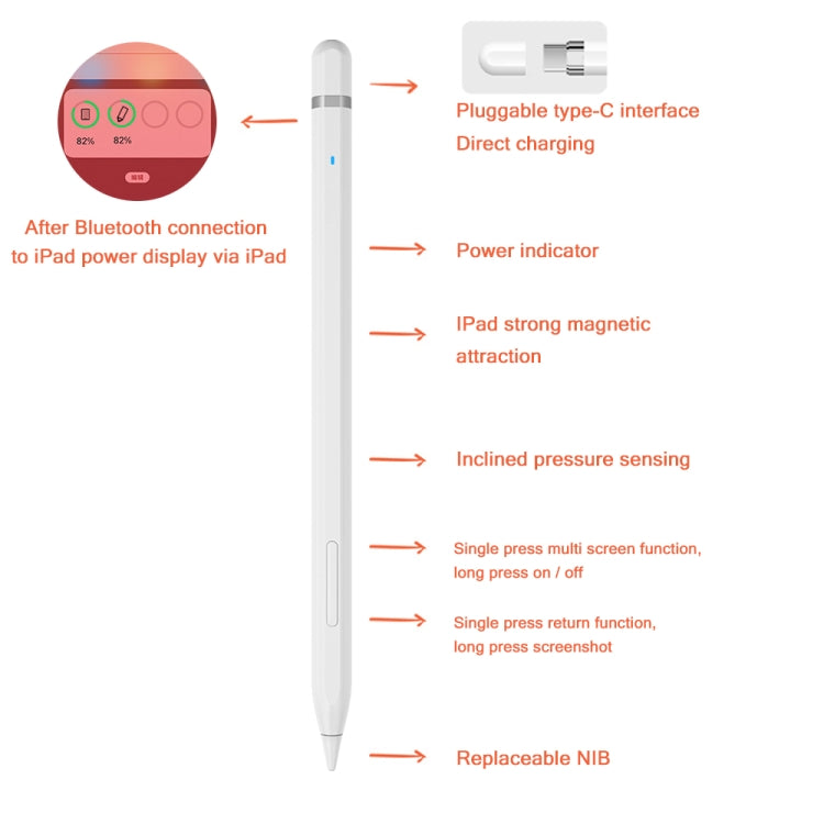 JD50 Bluetooth Active Stylus Pencil with Palm Rejection for iPad After 2018 Version - Stylus Pen by PMC TechLife | Online Shopping South Africa | PMC TechLife
