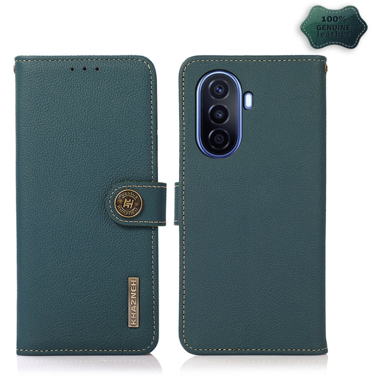 For Huawei nova Y70 Plus KHAZNEH Custer Genuine Leather RFID Phone Case(Green) - Huawei Cases by PMC TechLife | Online Shopping South Africa | PMC TechLife | Buy Now Pay Later Mobicred