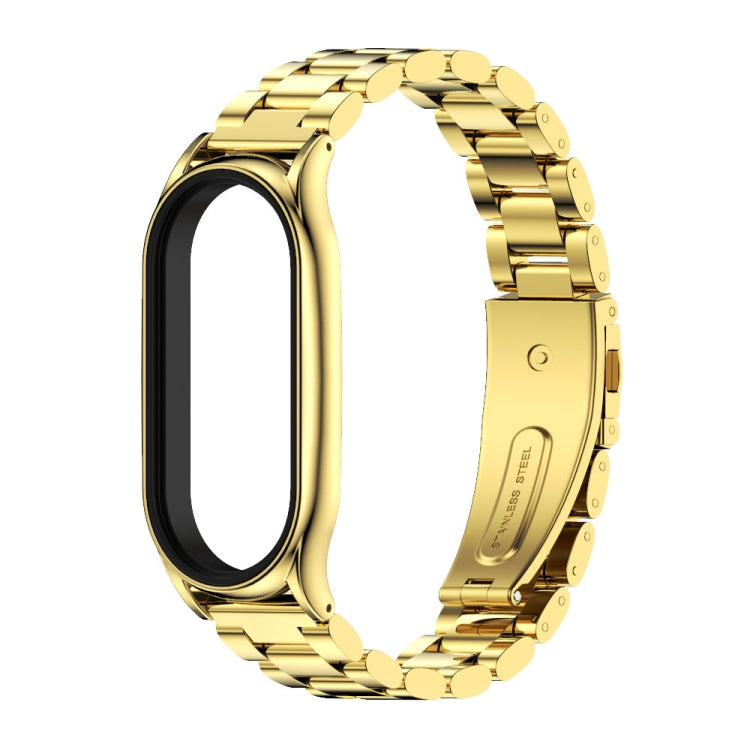 For Xiaomi Mi Band 7 / 7 NFC MIJOBS Three-Bead Metal Plus Stainless Steel Watch Band(Gold) - Watch Bands by MIJOBS | Online Shopping South Africa | PMC TechLife | Buy Now Pay Later Mobicred