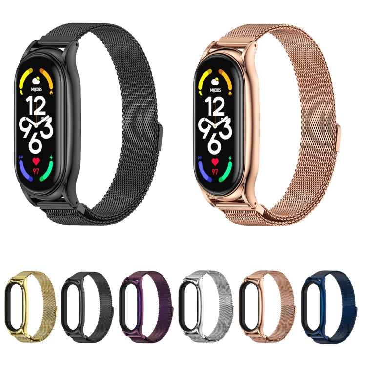 For Xiaomi Mi Band 7 / 7 NFC MIJOBS Milan Magnetic Plus Stainless Steel Watch Band(Gold) - Watch Bands by MIJOBS | Online Shopping South Africa | PMC TechLife | Buy Now Pay Later Mobicred
