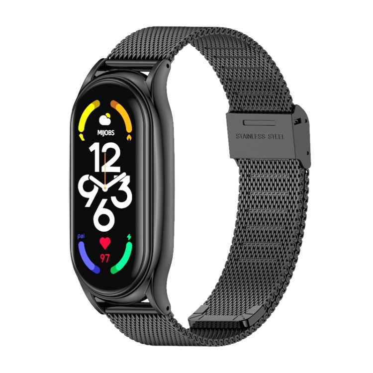 For Xiaomi Mi Band 7 / 7 NFC MIJOBS Milan Buckle Plus Stainless Steel Watch Band(Black) - Watch Bands by MIJOBS | Online Shopping South Africa | PMC TechLife | Buy Now Pay Later Mobicred