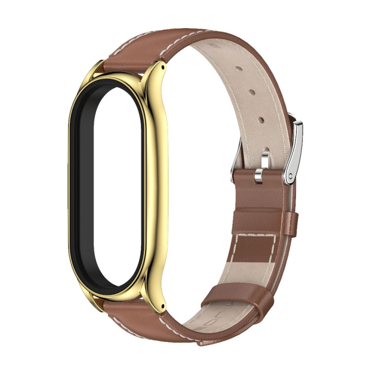 For Xiaomi Mi Band 7 / 7 NFC MIJOBS Plus Genuine Leather Watch Band(Brown Gold) - Watch Bands by MIJOBS | Online Shopping South Africa | PMC TechLife | Buy Now Pay Later Mobicred