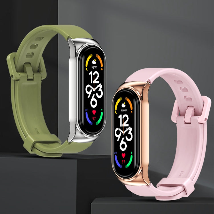 For Xiaomi Mi Band 7 / 7 NFC MIJOBS CS Metal Case + Silicone Watch Band(Orange Gold) - Watch Bands by MIJOBS | Online Shopping South Africa | PMC TechLife | Buy Now Pay Later Mobicred