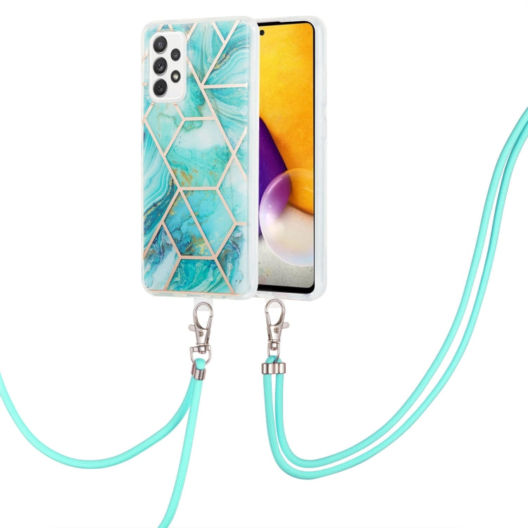 For Samsung Galaxy A13 4G Electroplating Splicing Marble TPU Phone Case with Lanyard(Blue) - free shipping - PMC TechLife - Order now!