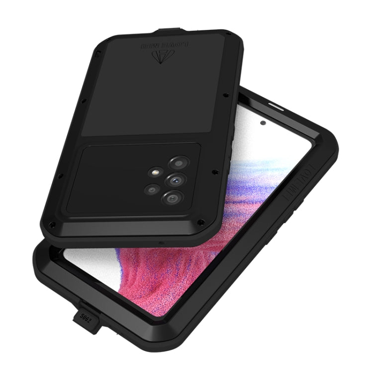 For Samsung Galaxy A53 LOVE MEI Metal Shockproof Waterproof Dustproof Protective Phone Case with Glass(Black) - free shipping - PMC TechLife - Order now!