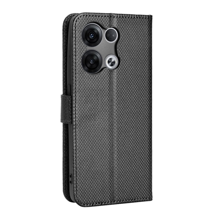 For OPPO Reno8 Pro Diamond Texture Leather Phone Case(Black) - OPPO Cases by PMC TechLife | Online Shopping South Africa | PMC TechLife | Buy Now Pay Later Mobicred