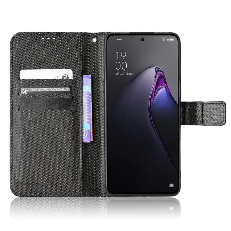 For OPPO Reno8 Pro Diamond Texture Leather Phone Case(Black) - OPPO Cases by PMC TechLife | Online Shopping South Africa | PMC TechLife | Buy Now Pay Later Mobicred