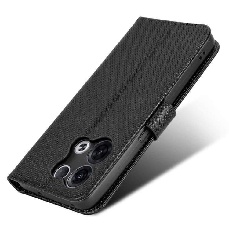 For OPPO Reno8 Pro Diamond Texture Leather Phone Case(Black) - OPPO Cases by PMC TechLife | Online Shopping South Africa | PMC TechLife | Buy Now Pay Later Mobicred