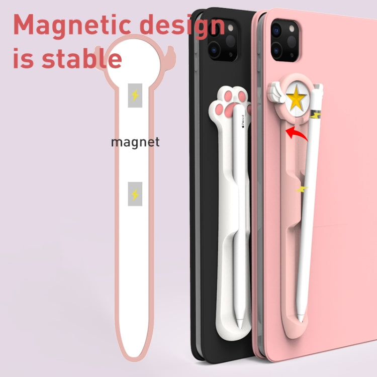 Stylus Silicone Magnetic Cartoon Pen Holder For Apple Pencil 1/2(White Cat Paw) - Pencil Accessories by PMC TechLife | Online Shopping South Africa | PMC TechLife