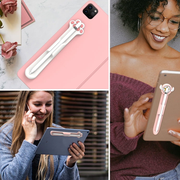 Stylus Silicone Magnetic Cartoon Pen Holder For Apple Pencil 1/2(Pink Cat Paw) - Pencil Accessories by PMC TechLife | Online Shopping South Africa | PMC TechLife