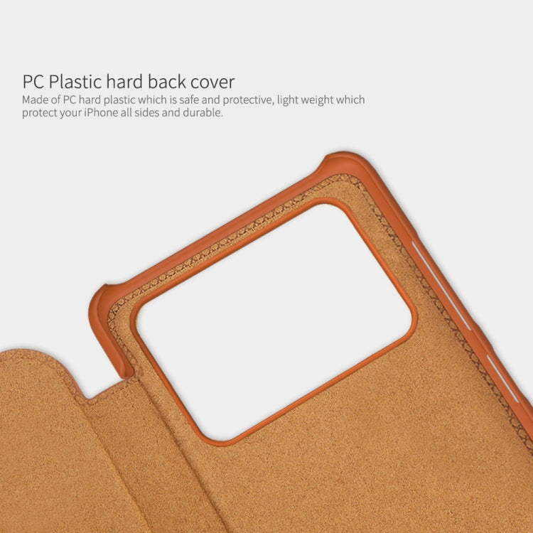 For Xiaomi Poco M4 Pro NILLKIN QIN Series Crazy Horse Texture Leather Phone Case(Brown) - Xiaomi Cases by NILLKIN | Online Shopping South Africa | PMC TechLife | Buy Now Pay Later Mobicred