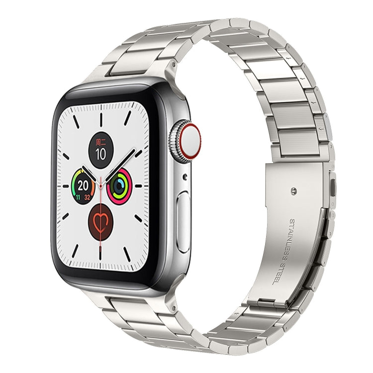 Small Waist Stainless Steel Watch Band For Apple Watch Series 8&7 45mm / SE 2&6&SE&5&4 44mm / 3&2&1 42mm (Starlight) - Watch Bands by PMC TechLife | Online Shopping South Africa | PMC TechLife