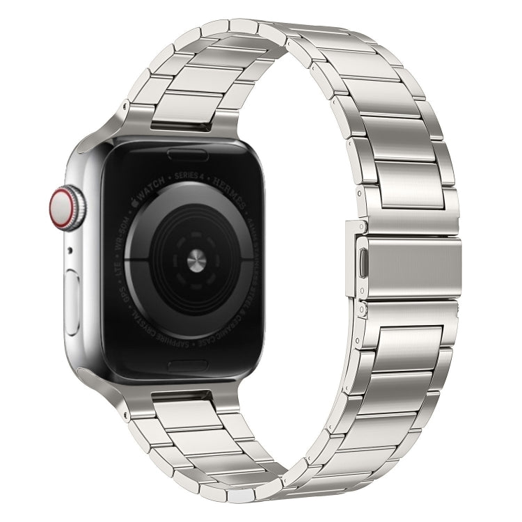 Small Waist Stainless Steel Watch Band For Apple Watch Series 8&7 45mm / SE 2&6&SE&5&4 44mm / 3&2&1 42mm (Starlight) - Watch Bands by PMC TechLife | Online Shopping South Africa | PMC TechLife