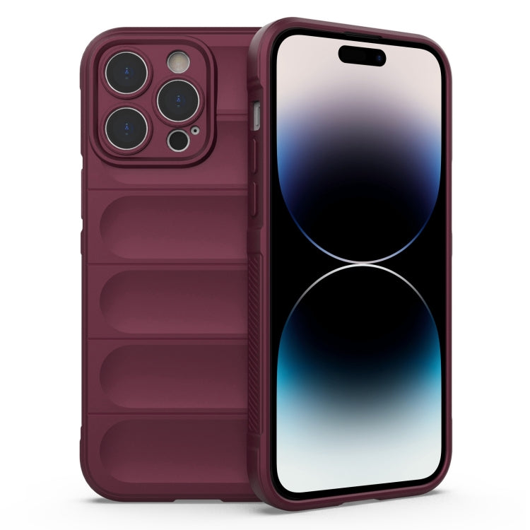 For iPhone 14 Pro Magic Shield TPU + Flannel Phone Case(Wine Red) - free shipping - PMC TechLife - Order now!