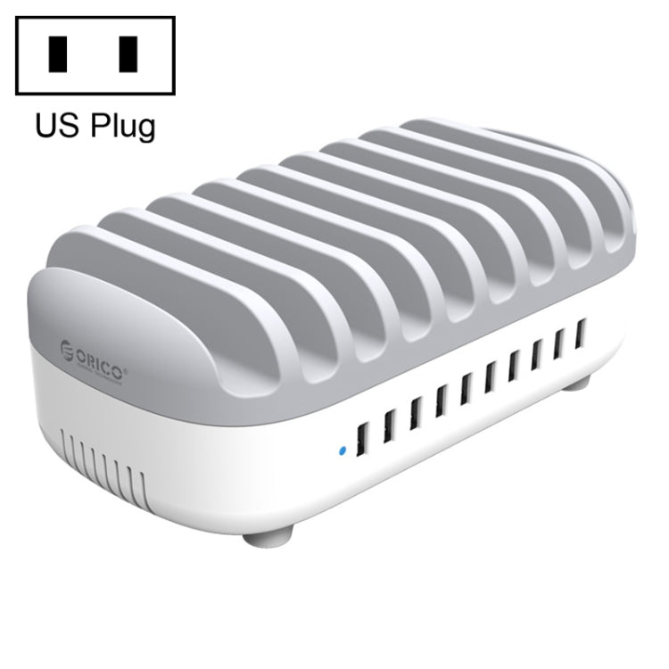 ORICO DUK-10P-DX 120W 5V 2.4A 10 Ports USB Charging Station, US Plug(White) - free shipping - PMC TechLife - Order now!