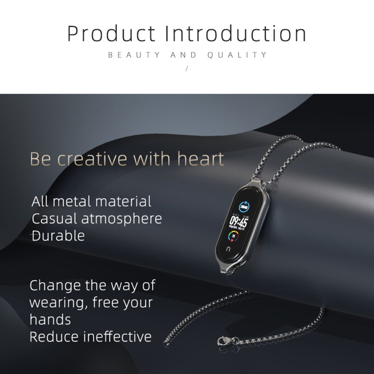 For Xiaomi Mi Band 5 / 6 MIJOBS Metal Pendant Stainless Steel Watch Necklace(Rose Gold) - free shipping - PMC TechLife - Order now!