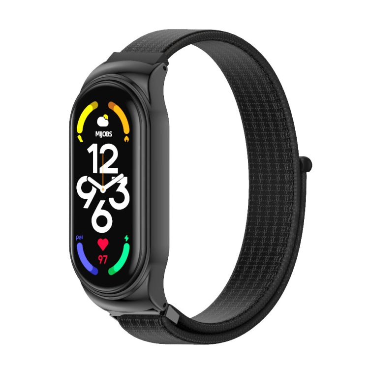 For Xiaomi Mi Band 7 / 7 NFC MIJOBS CS Stainless Steel Case Nylon Watch Band(Black) - Watch Bands by MIJOBS | Online Shopping South Africa | PMC TechLife | Buy Now Pay Later Mobicred