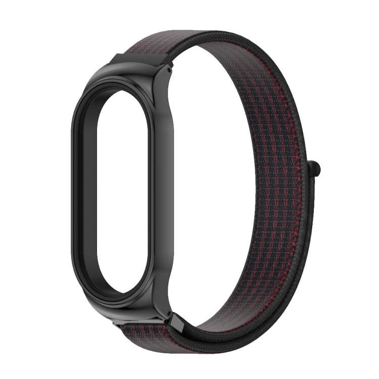 For Xiaomi Mi Band 7 / 7 NFC MIJOBS CS Stainless Steel Case Nylon Watch Band(Black Red) - Watch Bands by MIJOBS | Online Shopping South Africa | PMC TechLife | Buy Now Pay Later Mobicred