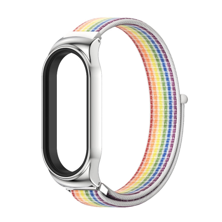 For Xiaomi Mi Band 7 / 7 NFC MIJOBS CS Stainless Steel Case Nylon Watch Band(Colorful Silver) - Watch Bands by MIJOBS | Online Shopping South Africa | PMC TechLife | Buy Now Pay Later Mobicred