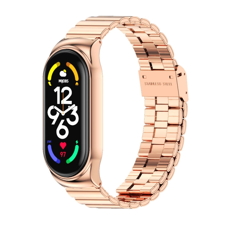 For Xiaomi Mi Band 7 / 7 NFC MIJOBS CS Bamboo Buckle Stainless Steel Watch Band(Rose Gold) - free shipping - PMC TechLife - Order now!