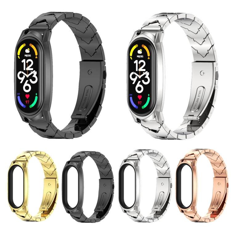 For Xiaomi Mi Band 7 / 7 NFC MIJOBS GT Metal Stainless Steel V-shaped Watch Band(Gold) - free shipping - PMC TechLife - Order now!